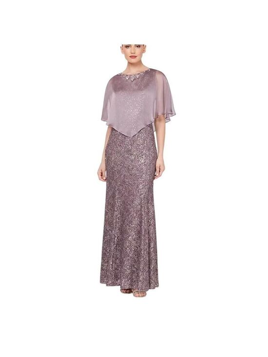 David's Bridal Dresses & Skirts - Davids Bridal IGNITE Evenings Sleeveless Sequin Lace Sheath Gown Dress Capelet 8